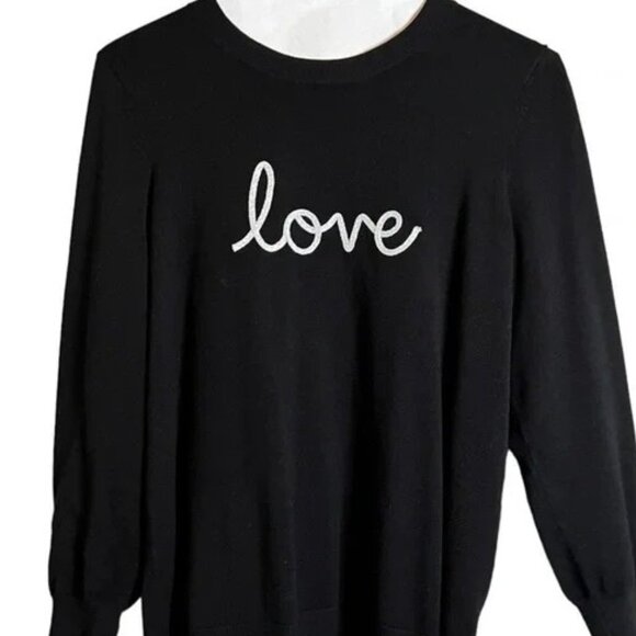 Marbled Sweaters - Marbled Black Sparkling Silver Love Sweater Long Sleeve